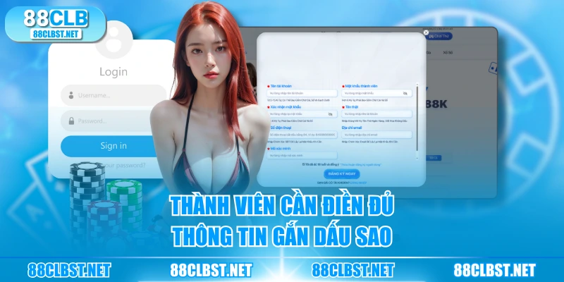 Thành viên cần điền đủ thông tin gắn dấu sao